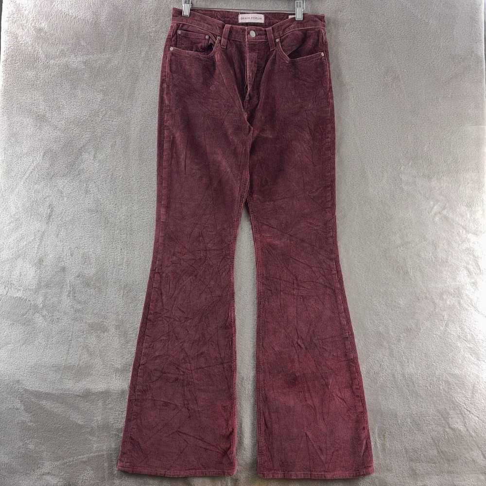 Denim‎ Forum The Marianne Flare Corduroy Pants Womens Size 29x30 Red Wide Leg
